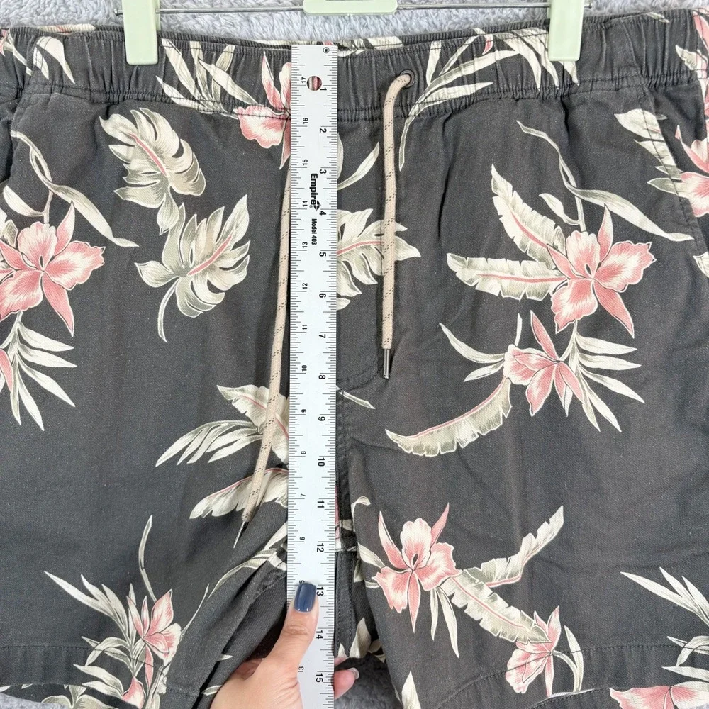 Faherty Essential Drawstring Stretch Shorts Mens Size XL Gray Floral Linen Blend